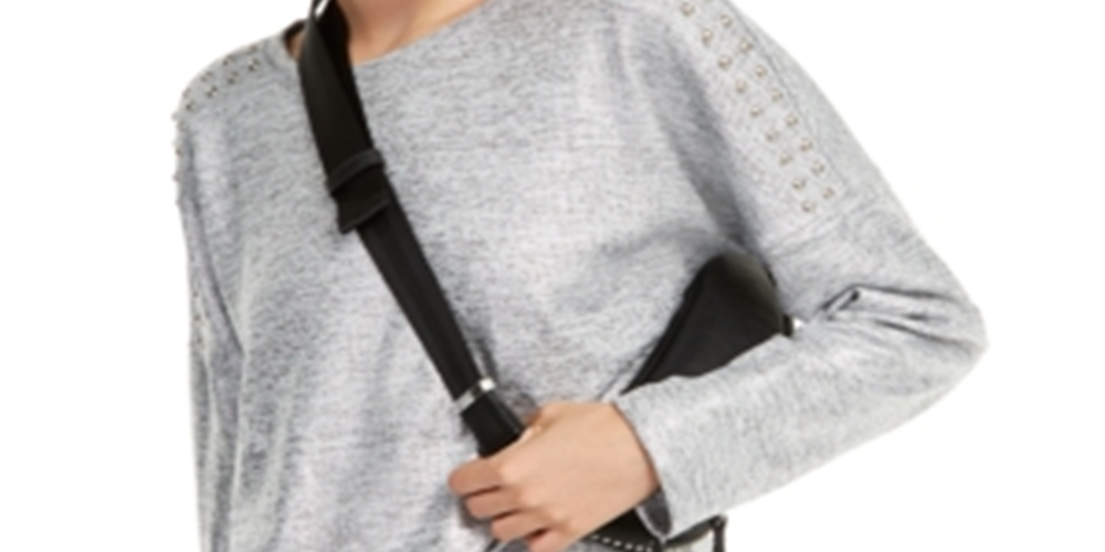 Moletom com tachas Shine da INC International Concepts para mulheres, cinza, tamanho X-S