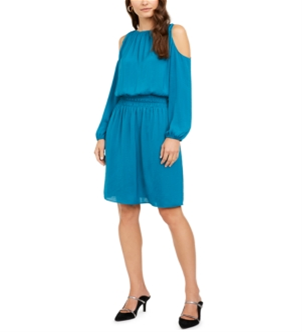 Vestido Alfani Feminino Smocked Ombros Vazados Azul Tamanho Médio