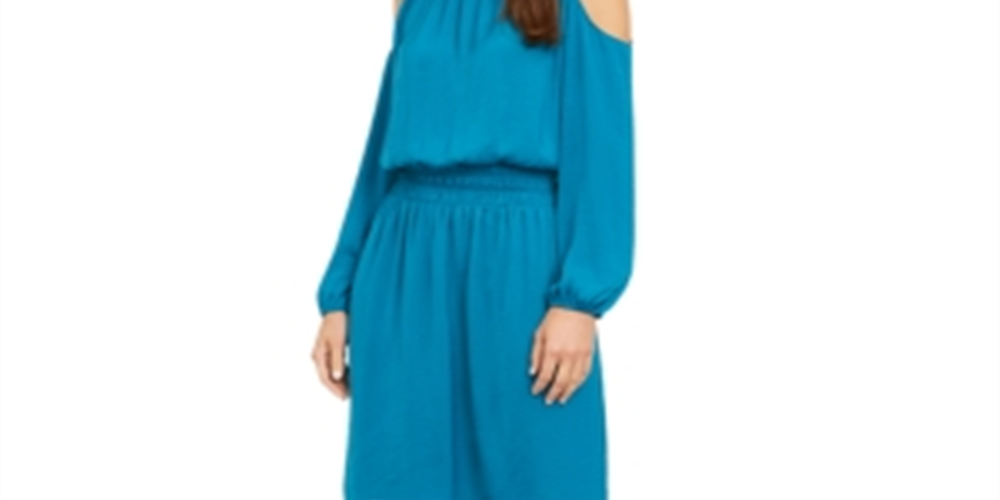Vestido Alfani Feminino Smocked Ombros Vazados Azul Tamanho Médio