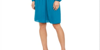 Vestido Alfani Feminino Smocked Ombros Vazados Azul Tamanho Médio