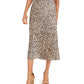 Saia midi feminina com estampa de leopardo French Connection, marrom, tamanho 6
