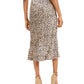 Saia midi feminina com estampa de leopardo French Connection, marrom, tamanho 6