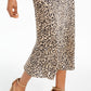 Saia midi feminina com estampa de leopardo French Connection, marrom, tamanho 6