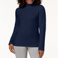 Karen Scott Blusa de gola alta feminina de algodão, azul, tamanho XX-G