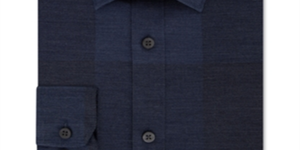 Camisa social masculina DKNY Jay Slim Fit manga comprida elástica azul tamanho 17,5 x 34-35