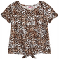 Camiseta com estampa de leopardo e amarração frontal Epic Threads Big Girl, marrom, tamanho X-G