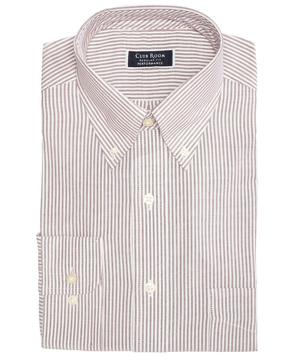 Camisa social masculina Club Room Classic Regular Fit Stretch resistente a rugas com listras universitárias, preta, tamanho 15X32-33