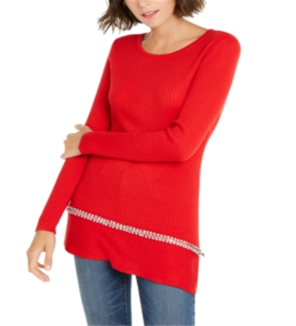 Túnica feminina assimétrica e adornada da INC International Concepts, vermelha, tamanho X-Large