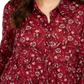 Camisa feminina com estampa floral e camadas, tamanho vinho, pequena, P