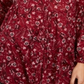 Camisa feminina com estampa floral e camadas, tamanho vinho, pequena, P