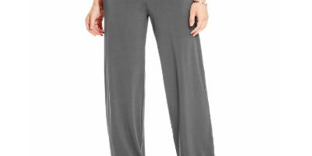 Calça feminina Alfani de malha com perna larga, cinza, tamanho pequeno médio