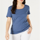 Blusa feminina Karen Scott de manga curta e decote redondo, azul, tamanho pequeno