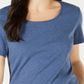 Blusa feminina Karen Scott de manga curta e decote redondo, azul, tamanho pequeno