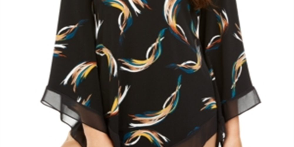 Top poncho estampado feminino Alfani preto tamanho pequeno P