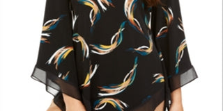 Top poncho estampado feminino Alfani preto tamanho pequeno P