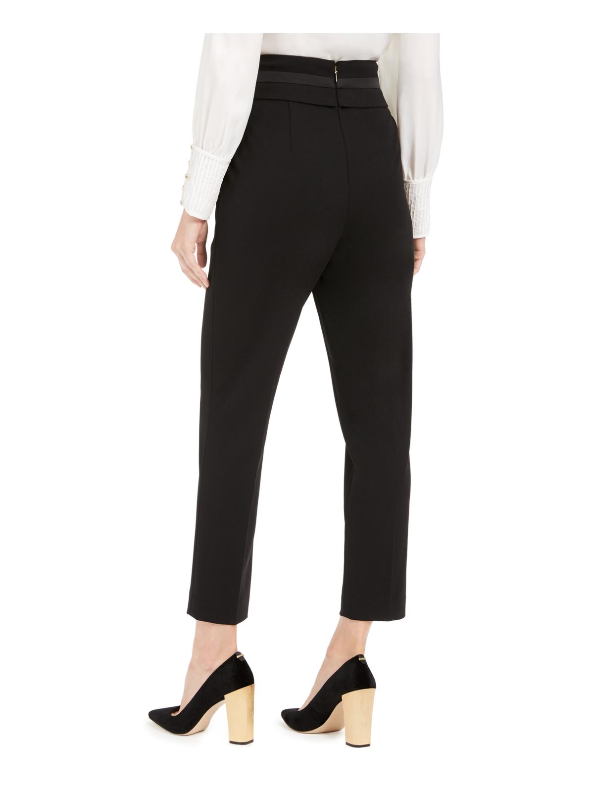 Calça de smoking feminina Calvin Klein de cintura alta, preta, tamanho 2, pequena