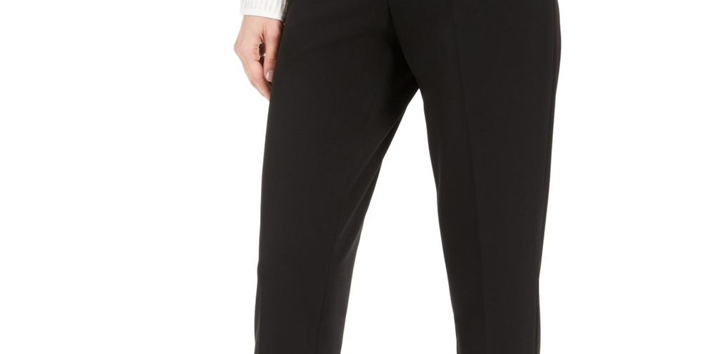 Calça de smoking feminina Calvin Klein de cintura alta, preta, tamanho 2, pequena