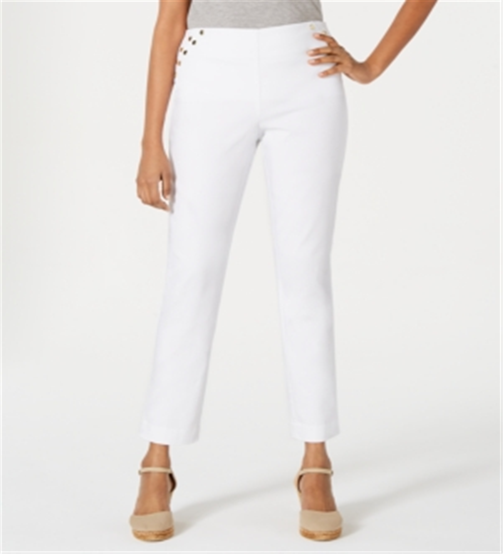 Calça skinny feminina com tachas JM Collection, azul, tamanho pequeno XL