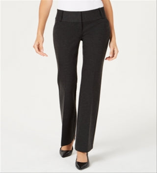Alfani Women's Faux Leather Trim Wide Leg Trousers Grey Size 2 Petite