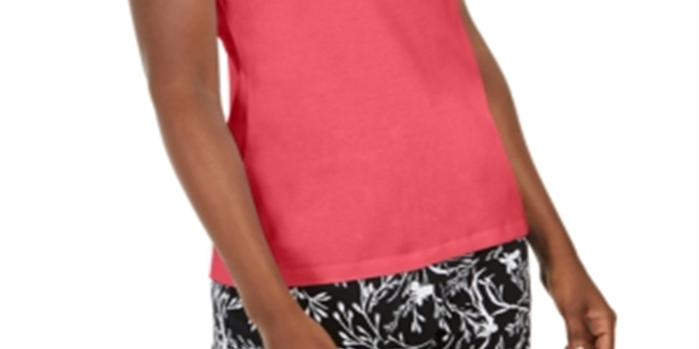 Regata feminina Karen Scott com decote em forma de fechadura, coral, tamanho grande