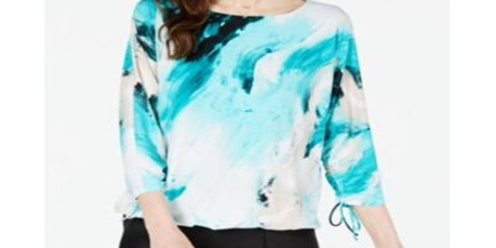 Blusa Alfani Feminina Estampada Abstrata Azul Tamanho Pequeno Médio
