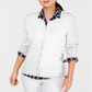 Cardigan feminino com gola redonda Charter Club, branco, tamanho pequeno GG