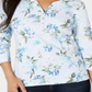 Karen Scott Blusa Henley Feminina Havana Falls Estampada Floral Azul Tamanho P
