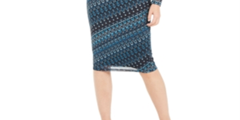 Vestido feminino MIDI com franzido lateral da INC International Concepts, azul, tamanho 16