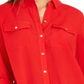 Camisa feminina Charter Club com dois bolsos, vermelha, tamanho X-S