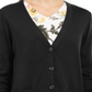 Cardigan feminino de lã merino com decote em V, preto, tamanho extrapequeno, Charter Club