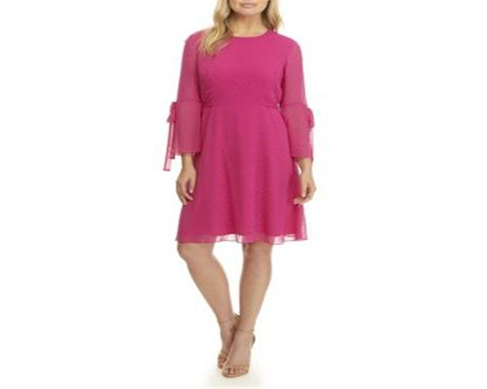 Vestido de carreira feminino Nine West Flamenco Jacquard Fit &amp; Flare Rosa Tamanho 10