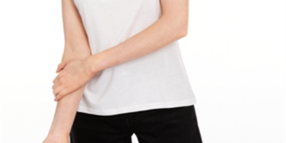 Camiseta feminina lisa com amarração nas costas Maison Jules, branca, tamanho pequeno