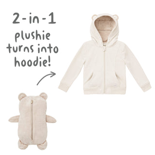 Cubcoats Kid's Transformando 2 em 1 com capuz e pelúcia macia de personagem bege tamanho 2