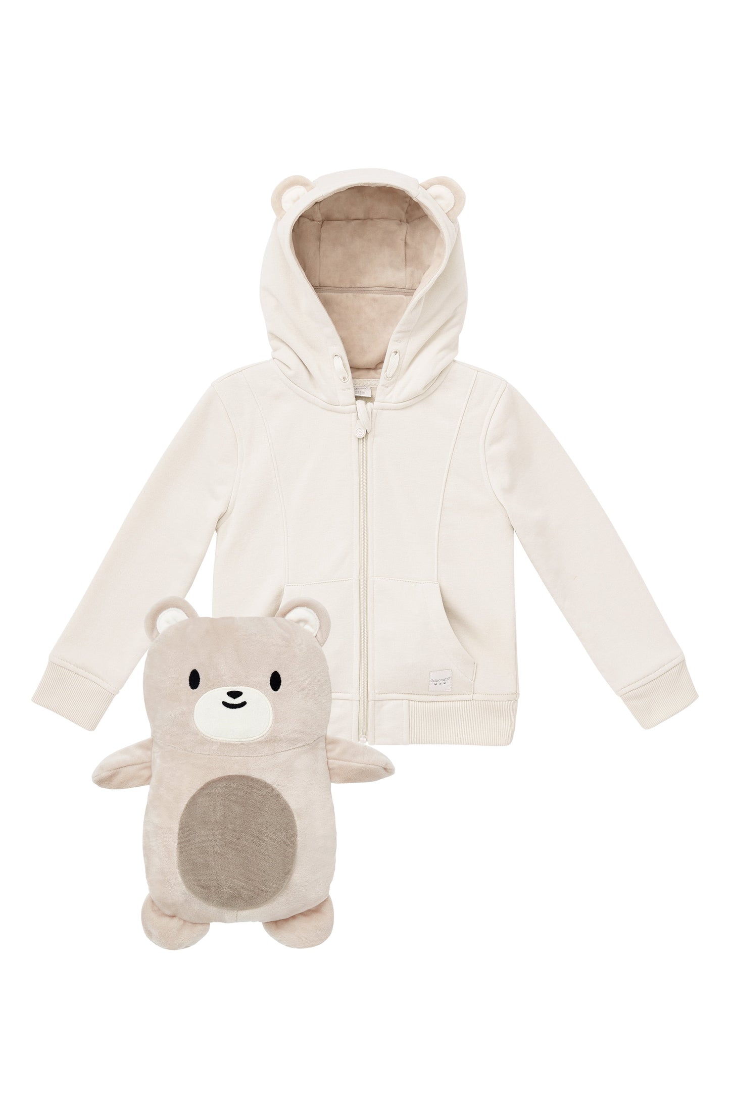 Cubcoats Kid's Transformando 2 em 1 com capuz e pelúcia macia de personagem bege tamanho 2