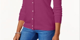 Karen Scott Cardigan Feminino Luxsoft com Botões Framboesa Tamanho Pequeno P