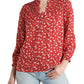 Blusa feminina Lucky Brand Floral Smocked Vermelha Tamanho P