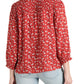 Blusa feminina Lucky Brand Floral Smocked Vermelha Tamanho P