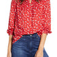 Blusa feminina Lucky Brand Floral Smocked Vermelha Tamanho P