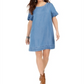 Vestido camiseta jeans com franjas estilo &amp; co. feminino, azul, tamanho pequeno