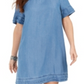 Vestido camiseta jeans com franjas estilo &amp; co. feminino, azul, tamanho pequeno