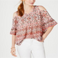 Blusa feminina estampada com ombros descobertos, rosa, tamanho pequeno e pequeno
