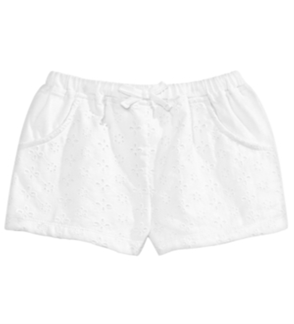 Shorts de algodão com ilhós First Impressions para bebê menina, branco, tamanho 24 meses