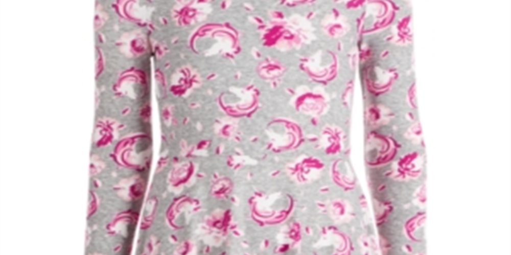Vestido estampado floral e unicórnio Epic Threads Big Girl, cinza, tamanho grande