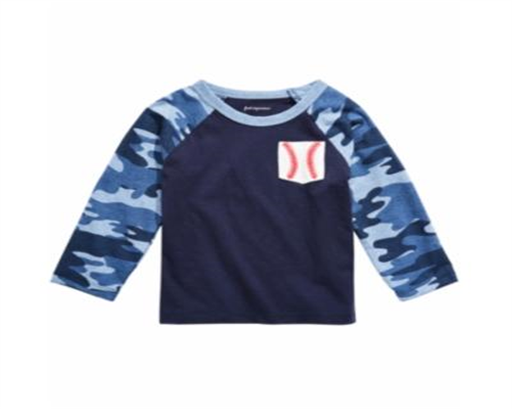 Camiseta de beisebol de algodão com bolso First Impressions para meninos, tamanho azul, 3 a 6 meses