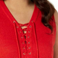 INC International Concepts Top feminino transparente com cadarço vermelho tamanho pequeno P