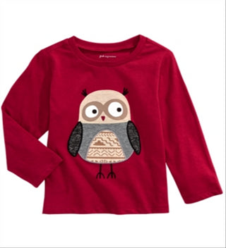 Camiseta de algodão para meninos First Impressions Little Owl, vermelha, tamanho 3-6 meses