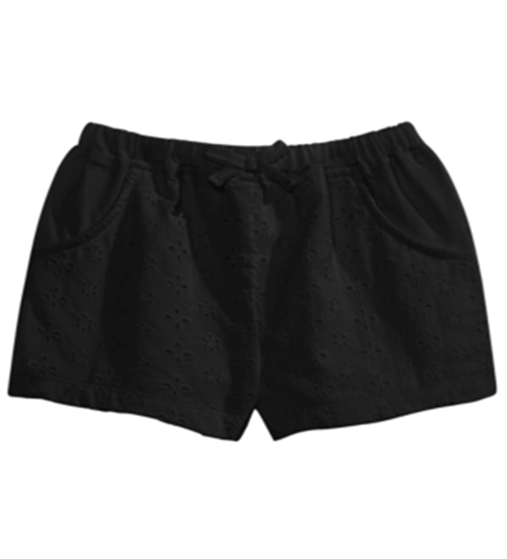 Shorts de algodão com ilhós First Impressions para bebê menina, preto, tamanho 3-6 meses