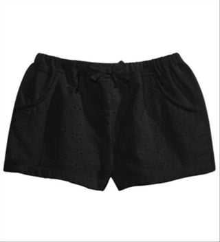 Shorts de algodão com ilhós First Impressions para bebê menina, preto, tamanho 3-6 meses
