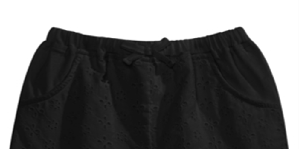 Shorts de algodão com ilhós First Impressions para bebê menina, preto, tamanho 3-6 meses