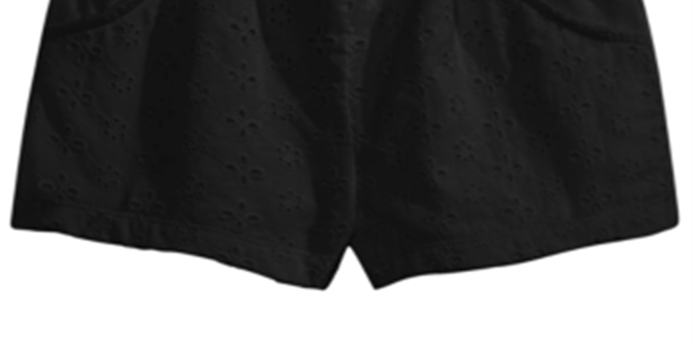 Shorts de algodão com ilhós First Impressions para bebê menina, preto, tamanho 3-6 meses